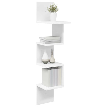 Wall Shelf Wall-Mounted White 32 x 21 x107 cm Engineered Wood