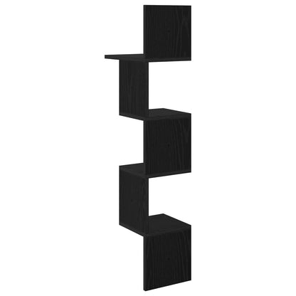 Wall Shelf Wall-Mounted Black 32 x 21 x107 cm Engineered Wood