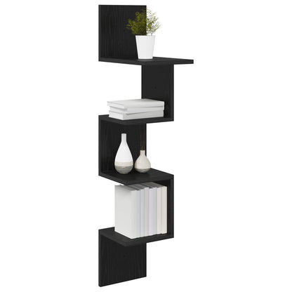 Wall Shelf Wall-Mounted Black 32 x 21 x107 cm Engineered Wood