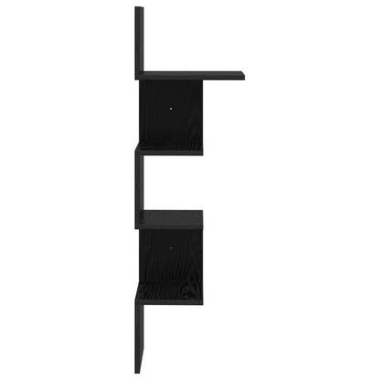 Wall Shelf Wall-Mounted Black 32 x 21 x107 cm Engineered Wood