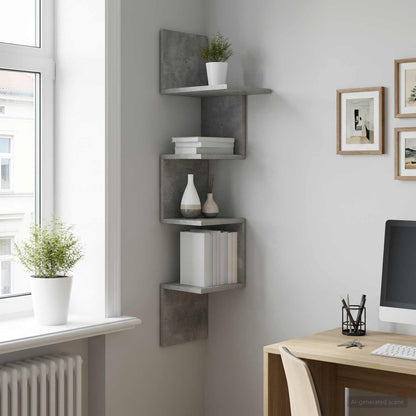 Wall Shelf Wall-Mounted Concrete Grey 32 x 21 x107 cm