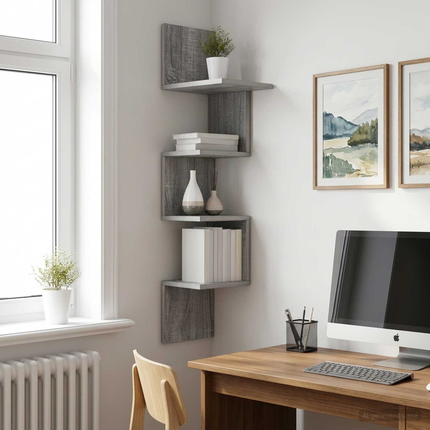 Wall Shelf Wall-Mounted Grey Sonoma 32 x 21 x107 cm