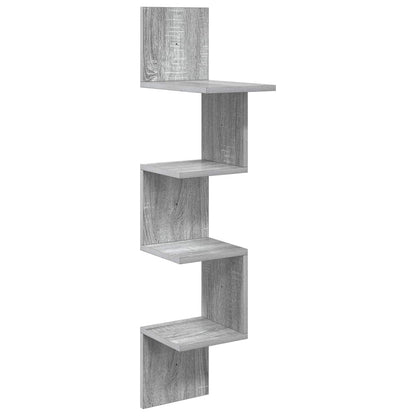 Wall Shelf Wall-Mounted Grey 32 x 21 x107 cm Engineered Wood