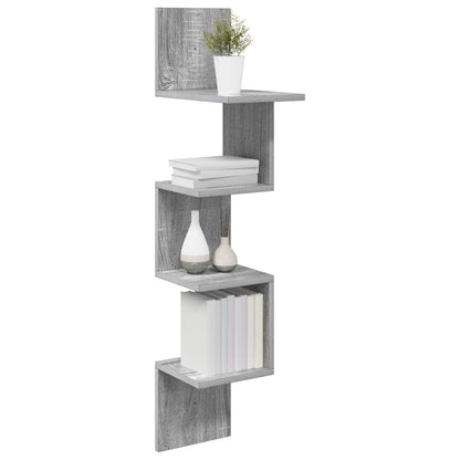 Wall Shelf Wall-Mounted Grey 32 x 21 x107 cm Engineered Wood
