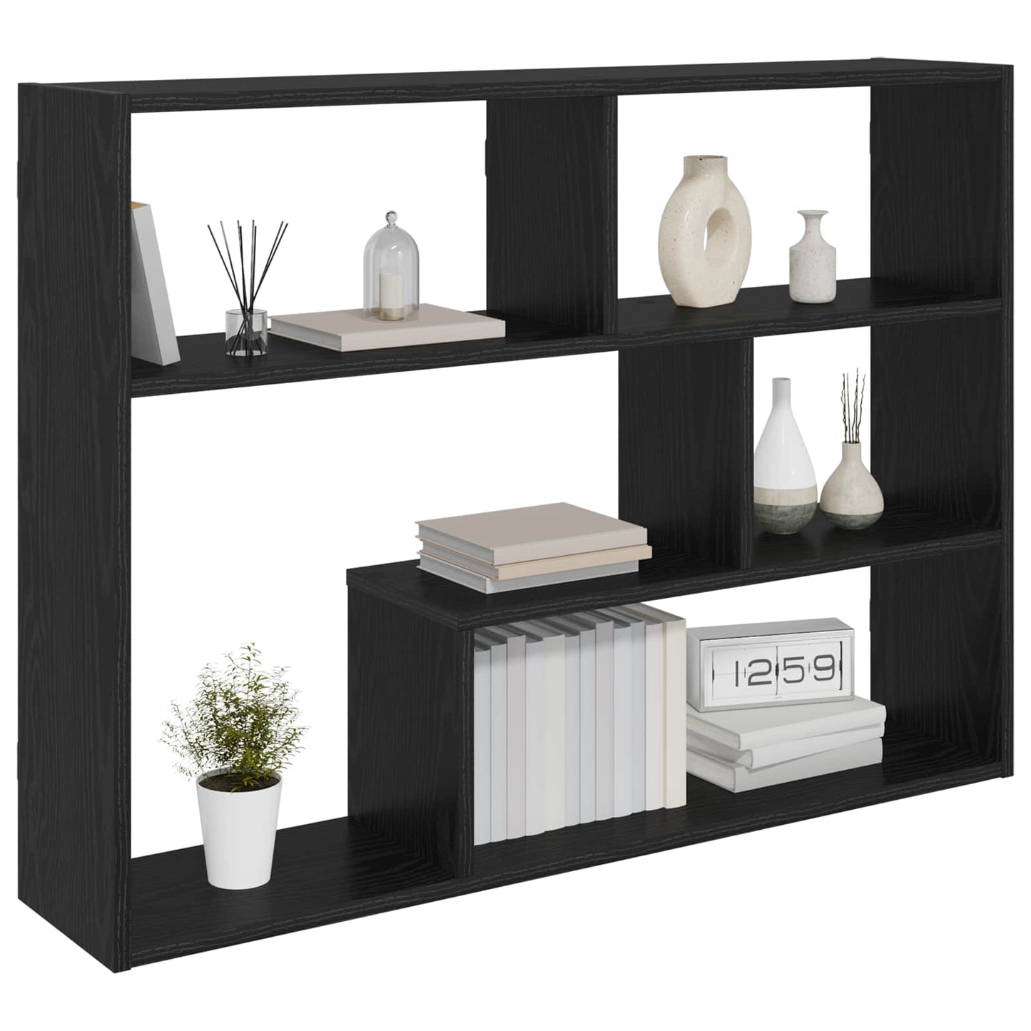 Wall Shelf Wall-Mounted Black 95 x 20 x 69.5 cm Engineered Wood