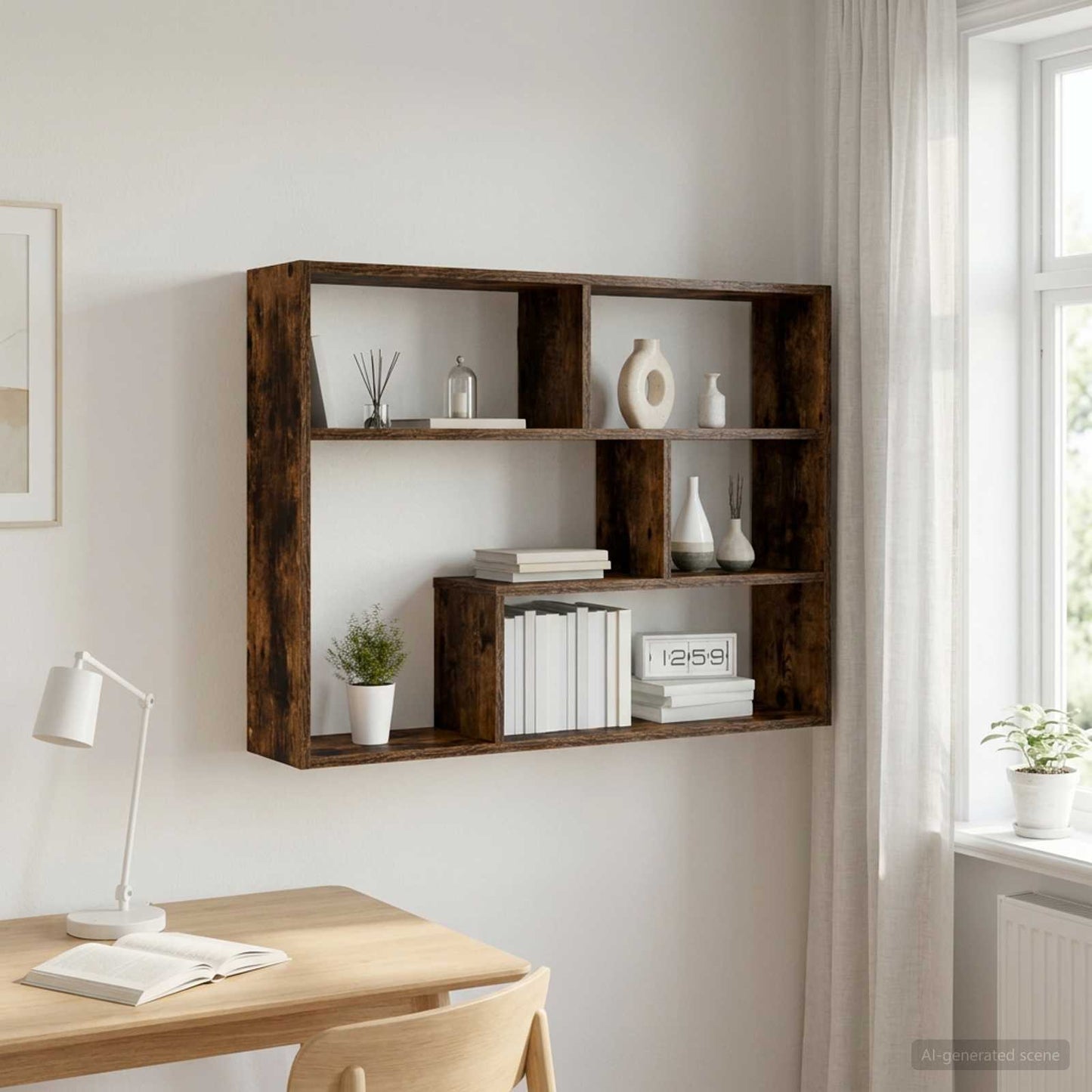 Wall Shelf Wall-Mounted Smoked Oak 95 x 20 x 69.5 cm