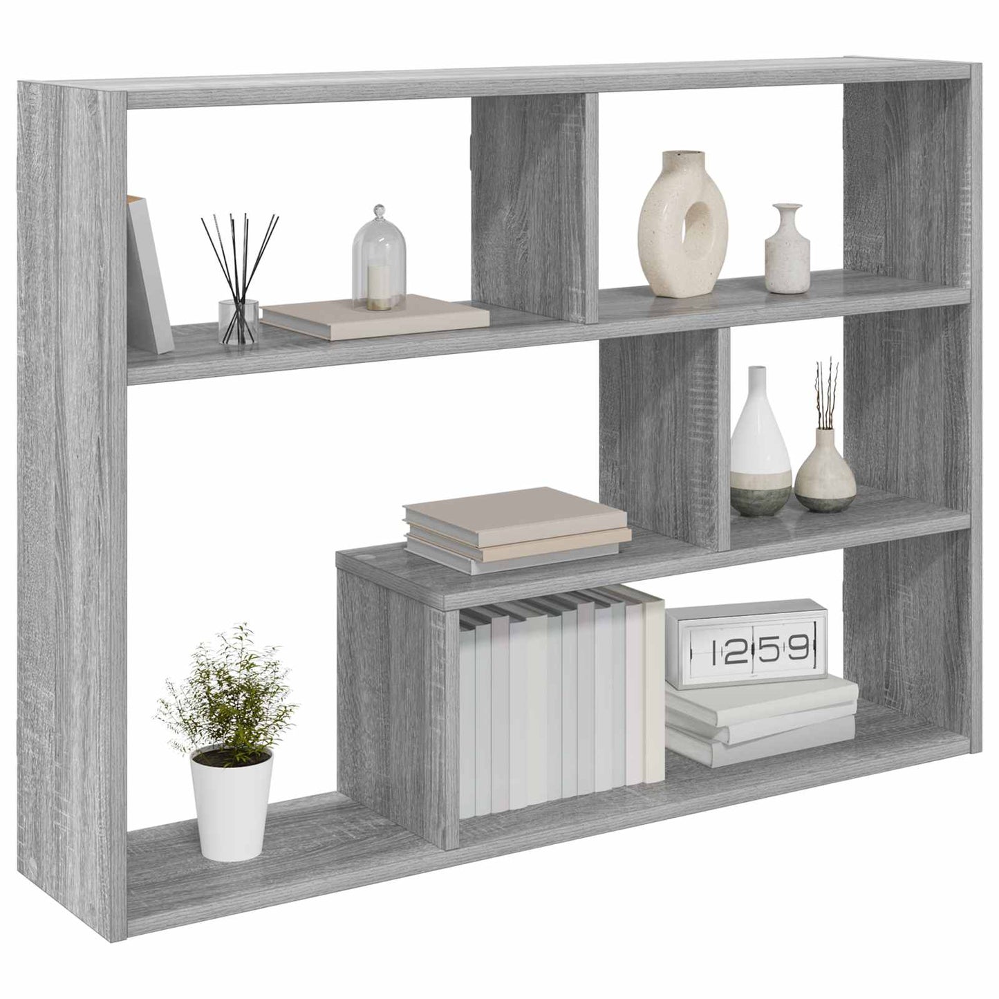 Wall Shelf Wall-Mounted Grey 95 x 20 x 69.5 cm Engineered Wood