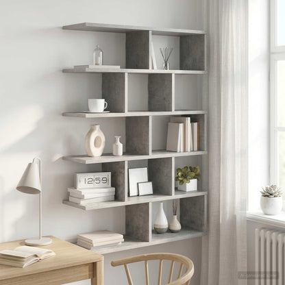 Wall Shelf Concrete Grey 70 x 20 x 100 cm Engineered Wood