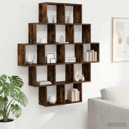 Wall Shelf Smoked Oak 120 x 20 x 136 cm Engineered Wood