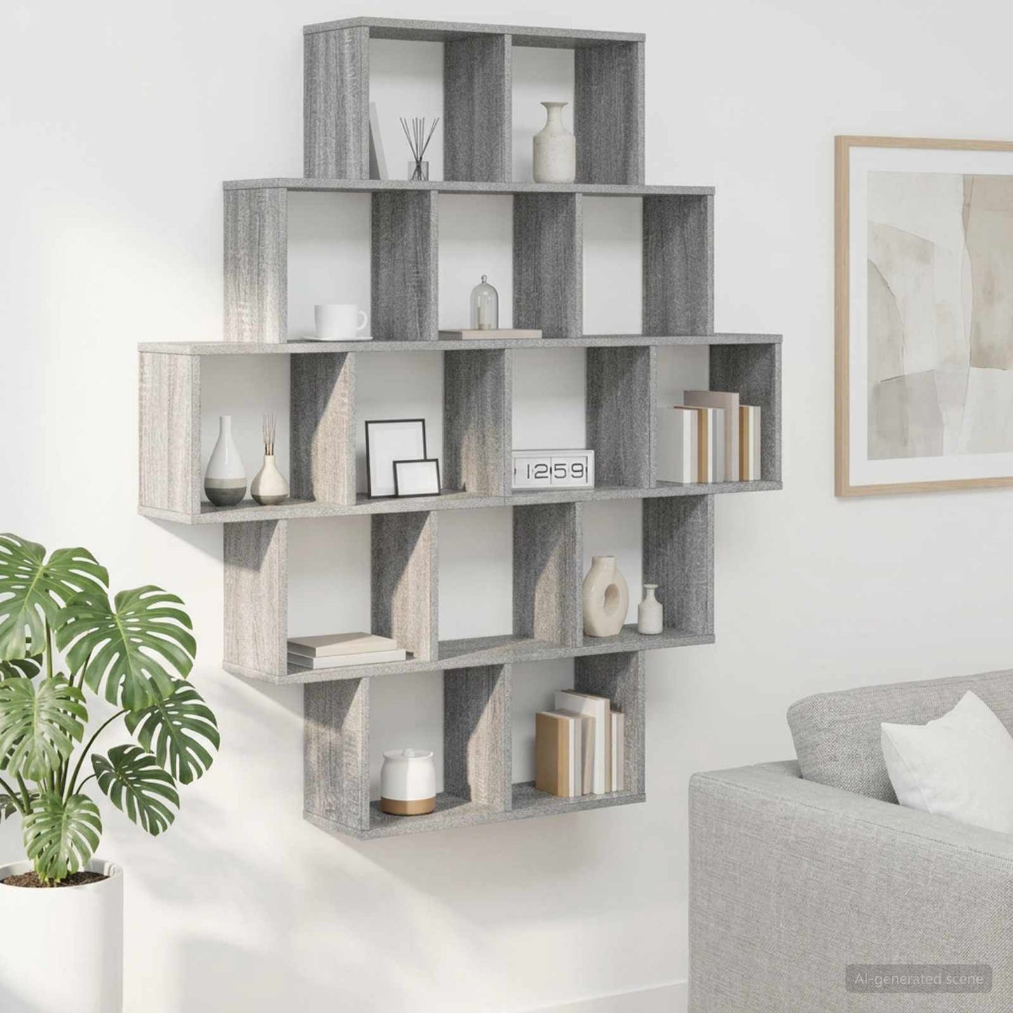Wall Shelf Grey Sonoma 120 x 20 x 136 cm Engineered Wood