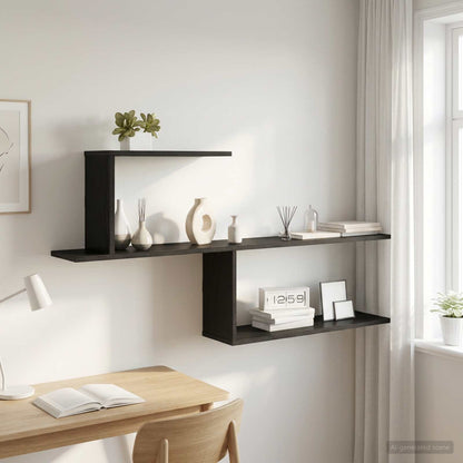 Wall Shelf Black Oak 122 x 18 x 60 cm Engineered Wood