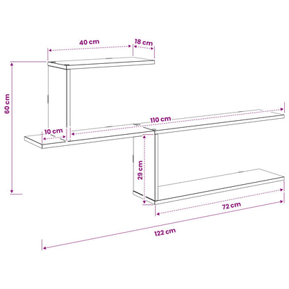 Wall Shelf Concrete Grey 122 x 18 x 60 cm Engineered Wood