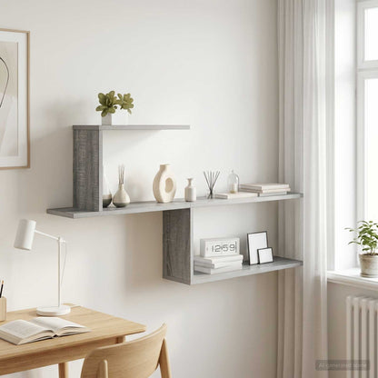 Wall Shelf Grey Sonoma 122 x 18 x 60 cm Engineered Wood