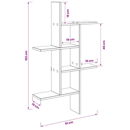 Wall Shelf White 61 x 15 x 102 cm Engineered Wood