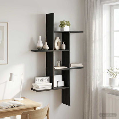 Wall Shelf Black Oak 61 x 15 x 102 cm Engineered Wood