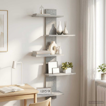 Wall Floating Shelf Concrete Grey 48.5 x 15 x 101 cm
