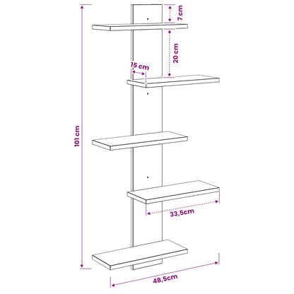 Wall Floating Shelf Concrete Grey 48.5 x 15 x 101 cm