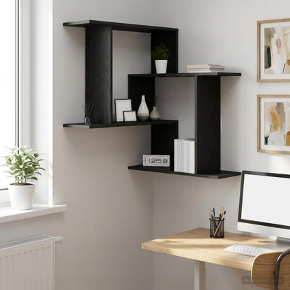 Wall Shelf Black Oak 67 x 67 x 87 cm Engineered Wood