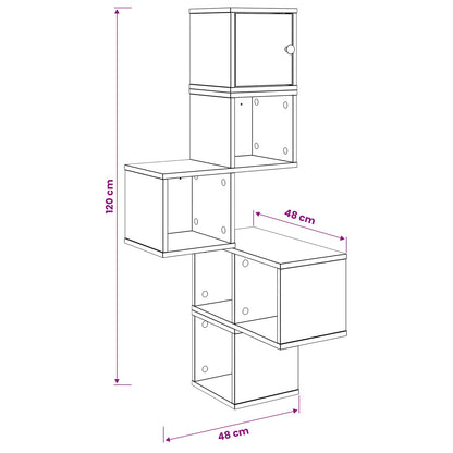 Wall Corner Shelf Black Oak 48 x 48 x 120 cm Engineered Wood