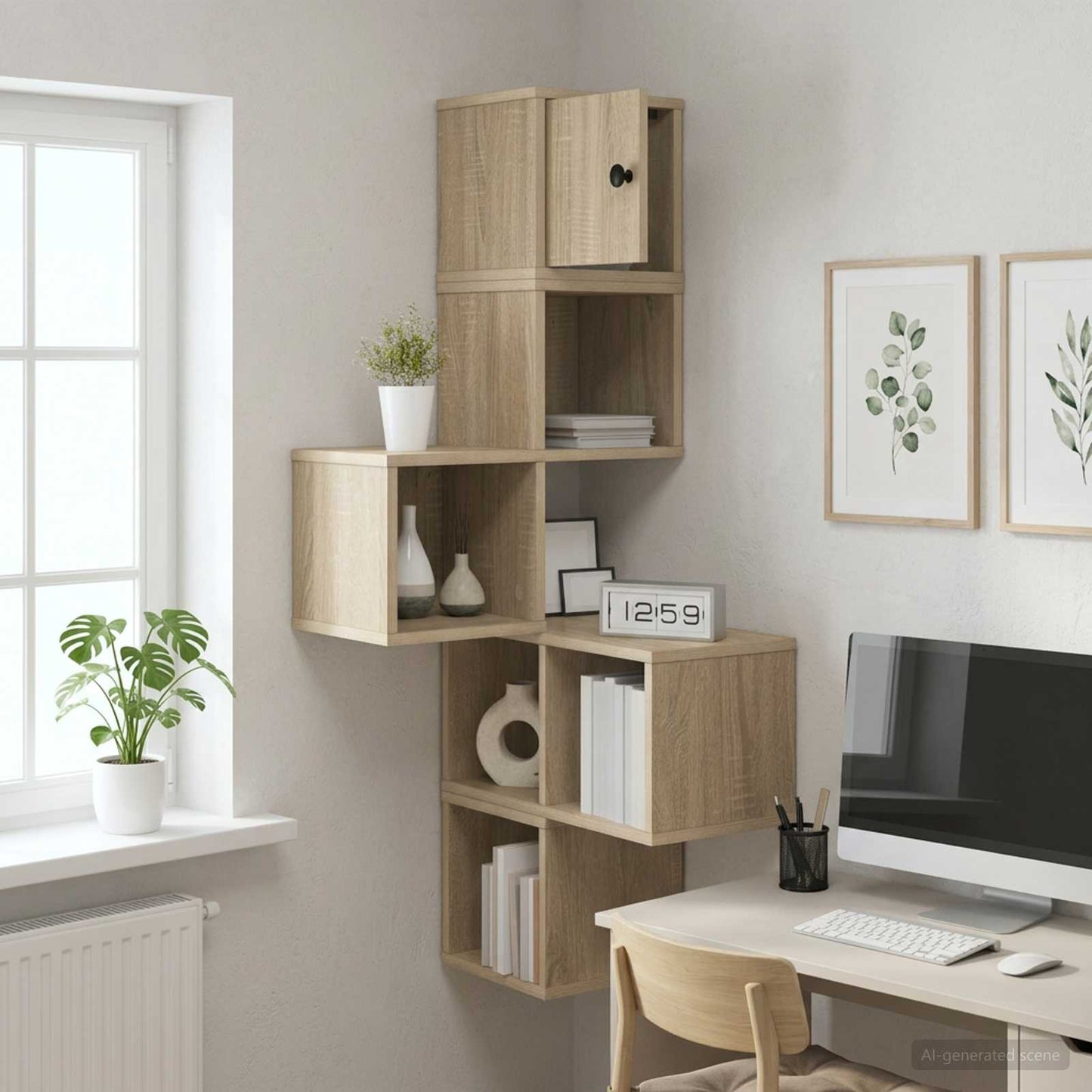 Wall Corner Shelf Sonoma Oak 48 x 48 x 120 cm Engineered Wood