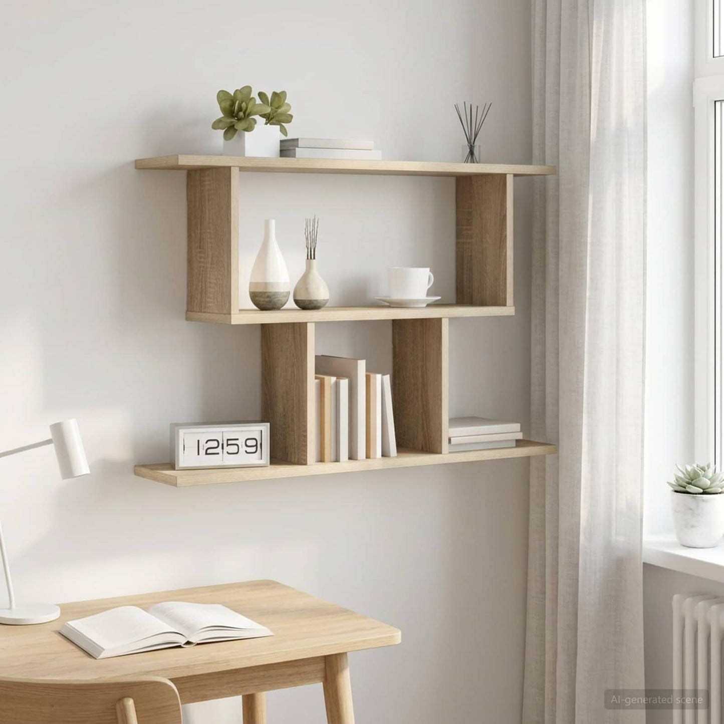Wall Shelf Sonoma Oak 80 x 15 x 50.5 cm Engineered Wood