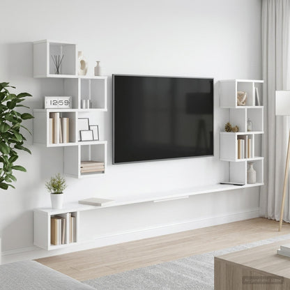 Wall-Mounted TV Shelf White 200 x 15 x 94 cm Engineered Wood
