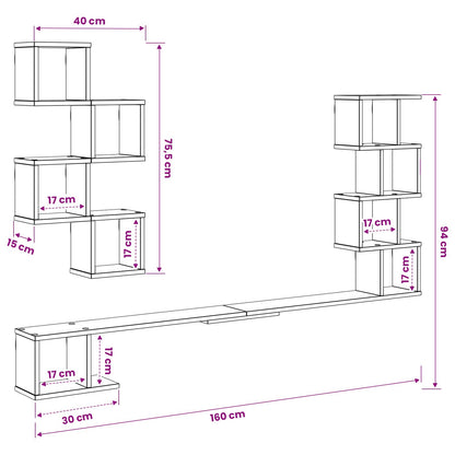 Wall-Mounted TV Shelf White 160 x 15 x 94 cm Engineered Wood