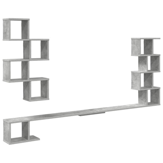 Wall-Mounted TV Shelf Concrete Grey 160 x 15 x 94 cm