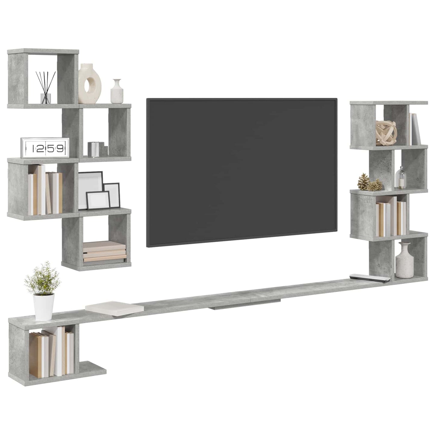 Wall-Mounted TV Shelf Concrete Grey 160 x 15 x 94 cm