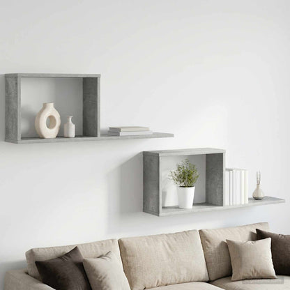 Floating Shelves 2 pcs Concrete Grey 80 x 15 x 30 cm