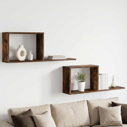 Floating Shelves 2 pcs Smoked Oak 80 x 15 x 30 cm