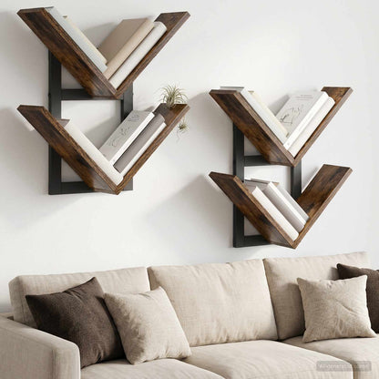 Wall Floating Shelf 2 pcs Smoked Oak 43 x 15 x 47 cm