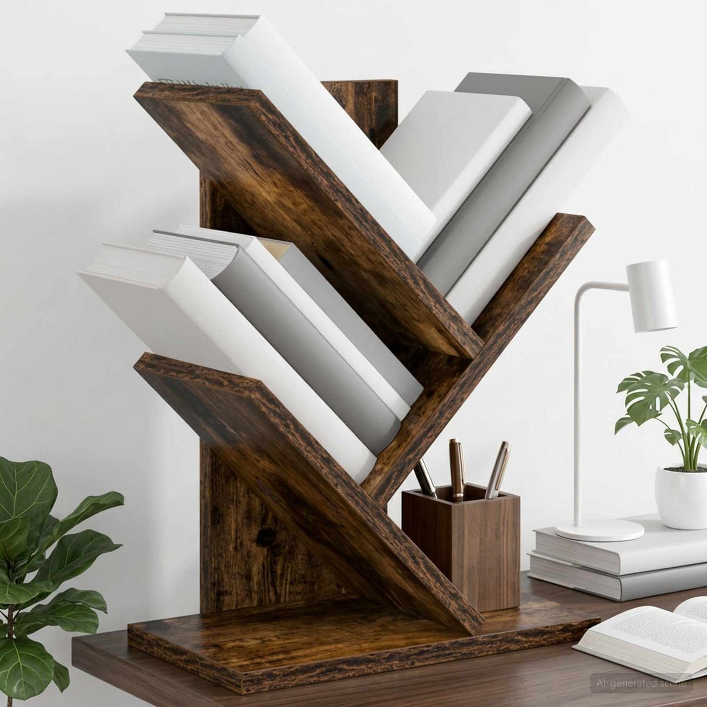 Tree Bookshelf 3-Tier 30 x 18 x 40 cm Engineered Wood
