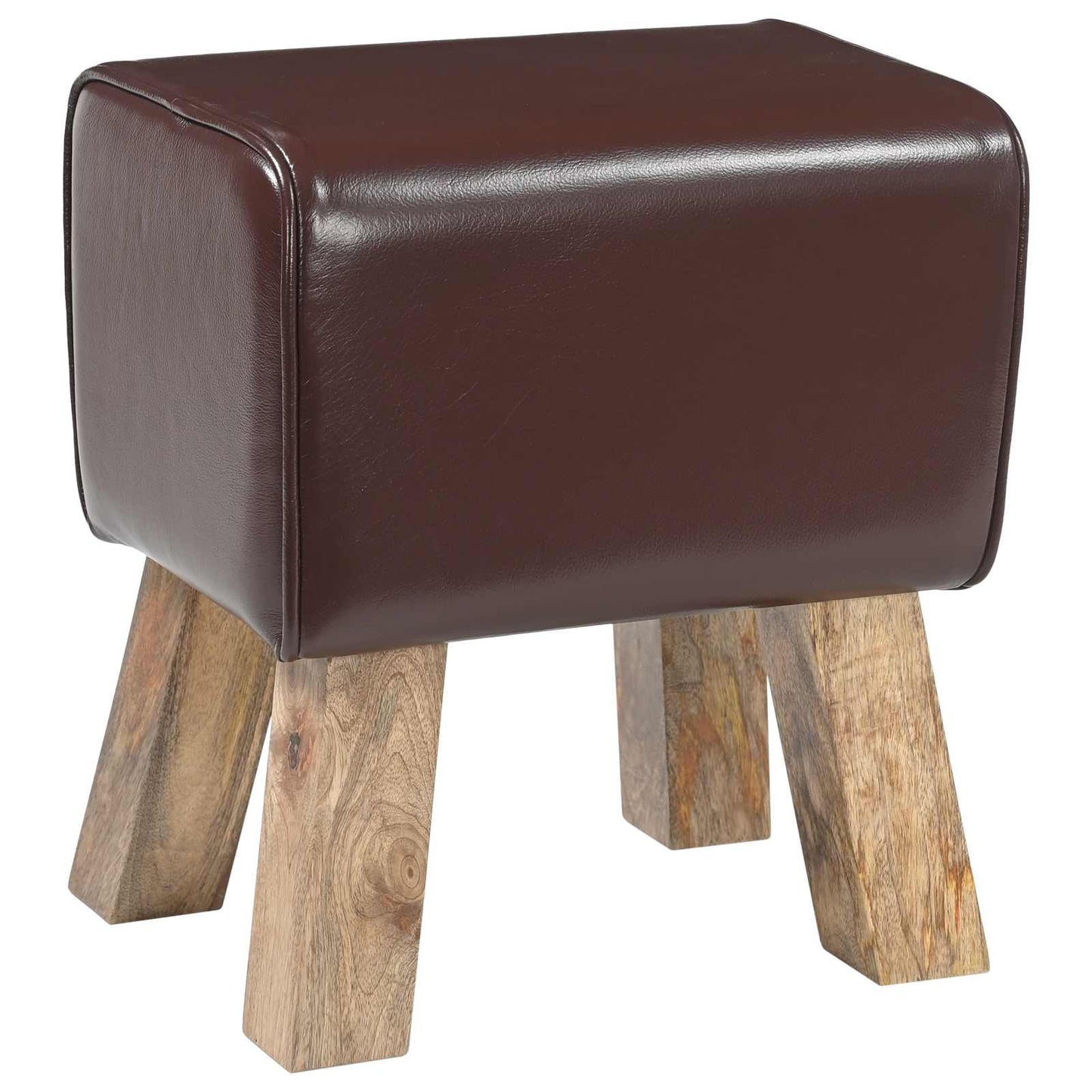 Bench 40 x 30 x 45 cm Real Leather Dark Brown