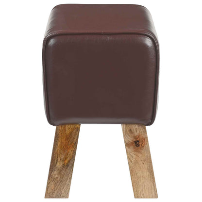 Bench 40 x 30 x 45 cm Real Leather Dark Brown