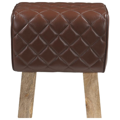 Bench 40 x 30 x 45 cm Real Leather Brown Diamond
