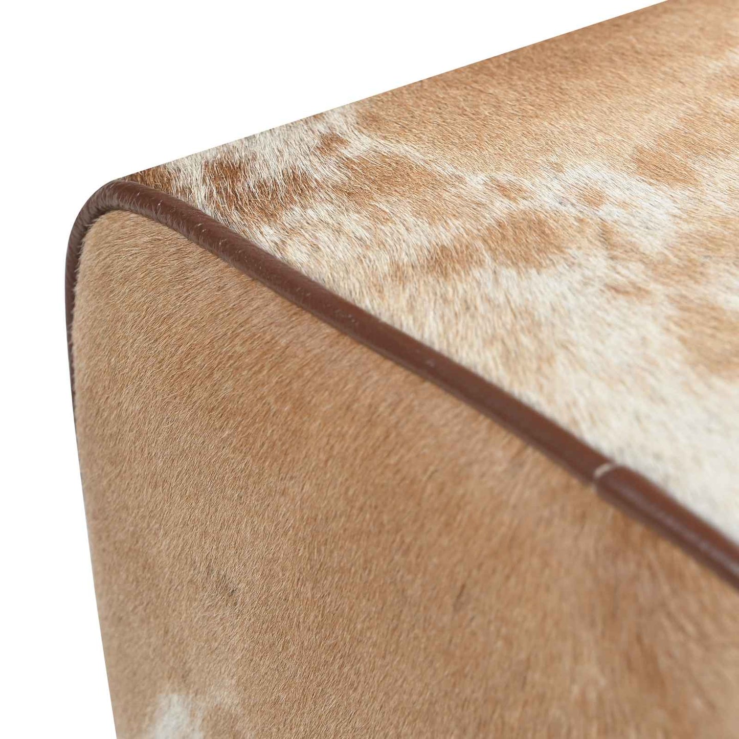 Bench 40 x 30 x 45 cm Real Leather Brown and White