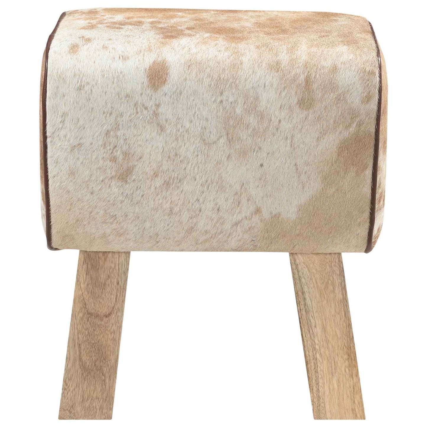 Bench 40 x 30 x 45 cm Real Leather Brown and White