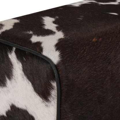 Bench 40 x 30 x 45 cm Real Leather Black and White