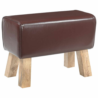 Bench 60 x 30 x 45 cm Real Leather Dark Brown