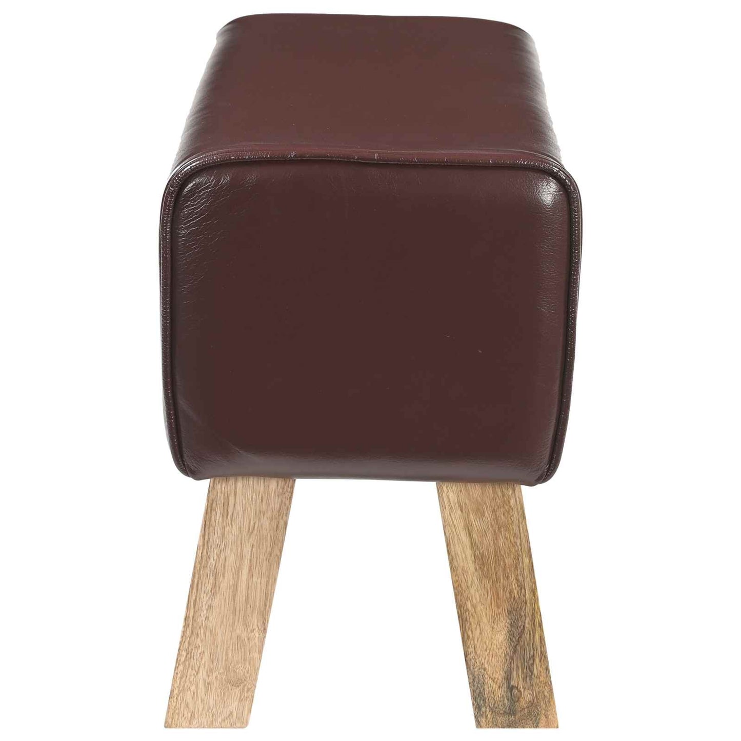 Bench 60 x 30 x 45 cm Real Leather Dark Brown