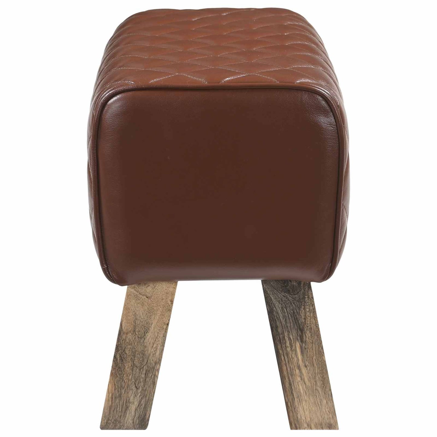 Bench 60 x 30 x 45 cm Real Leather Brown Diamond