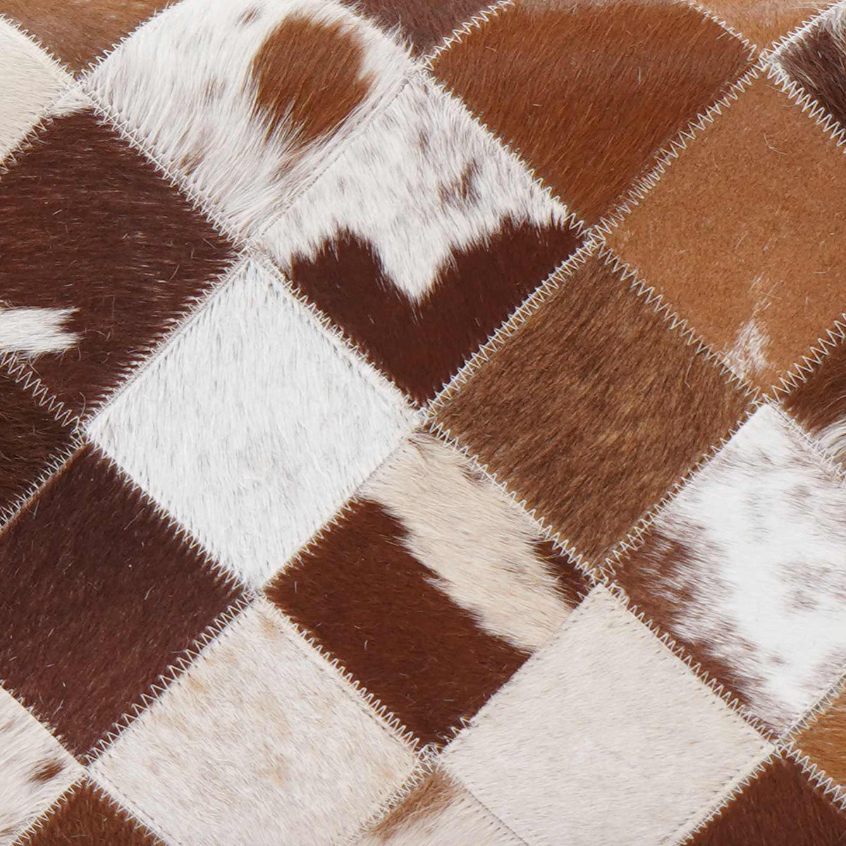 Bench 60 x 30 x 45 cm Real Leather Brown Patchwork