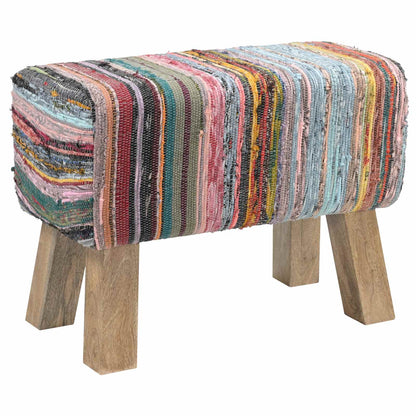 Bench 60 x 30 x 45 cm Real Leather Multicolour