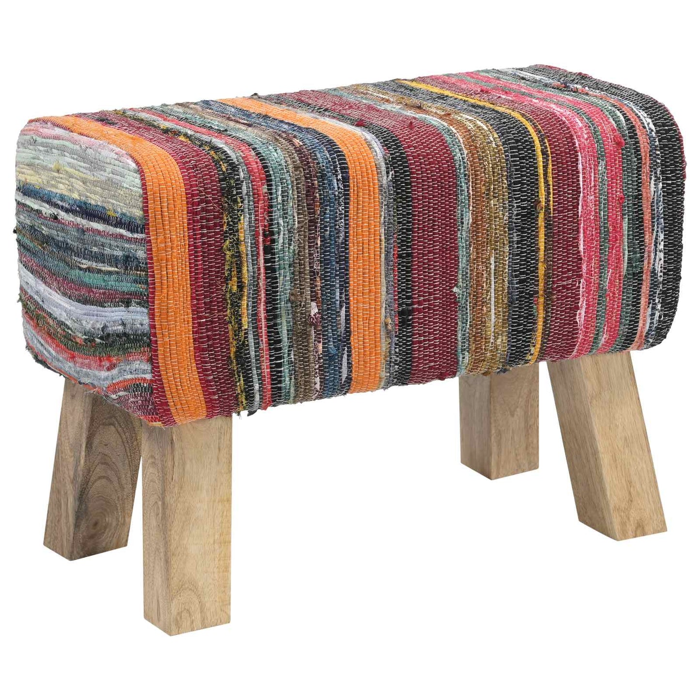 Bench 60 x 30 x 45 cm Real Leather Multicolour