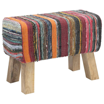 Bench 60 x 30 x 45 cm Real Leather Multicolour