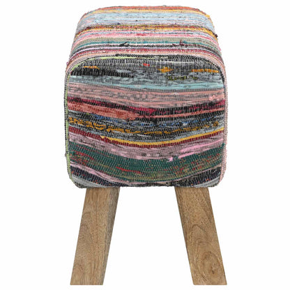 Bench 60 x 30 x 45 cm Real Leather Multicolour
