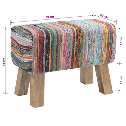 Bench 60 x 30 x 45 cm Real Leather Multicolour