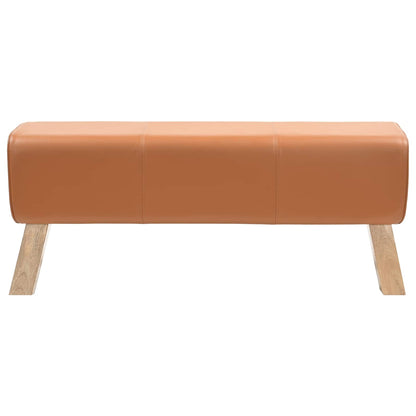 Bench 110 x 30 x 45 cm Real Leather Brown