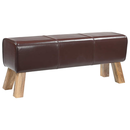 Bench 110 x 30 x 45 cm Real Leather Dark Brown